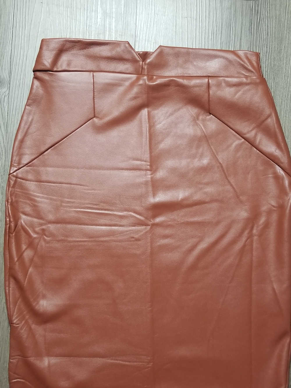 L. Alexander Women's Faux Leather Brown Pencil Skirt (SIZE S) - Picture 3 of 11